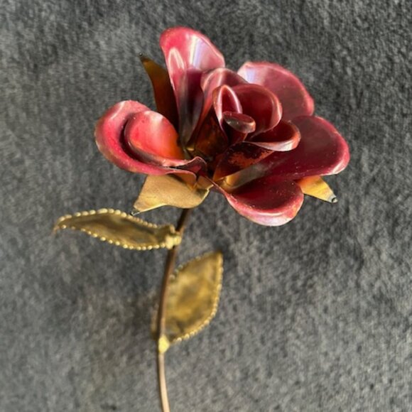 Vintage John DeMott Signed Brass Copper Flower on Base - Picture 4 of 9